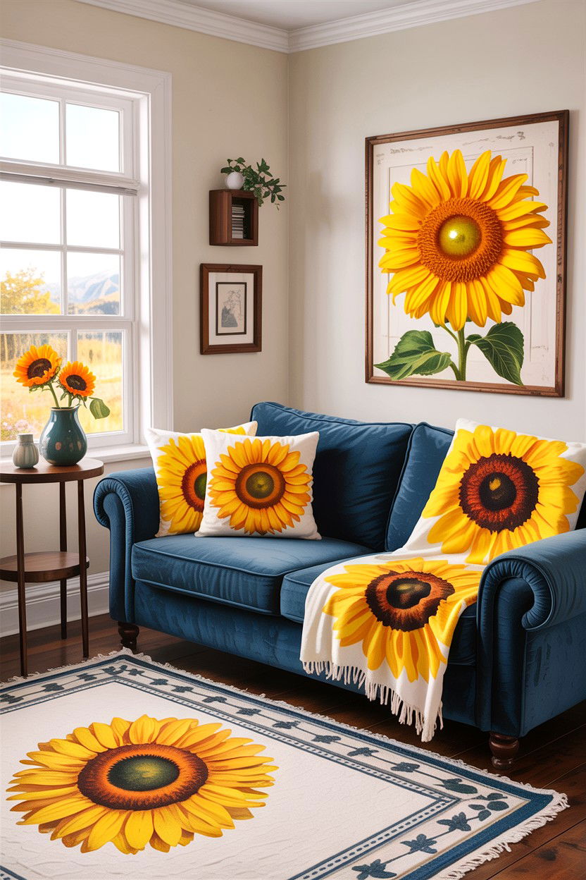 Sunflower Home Decor - 30 floral themed living room ideas