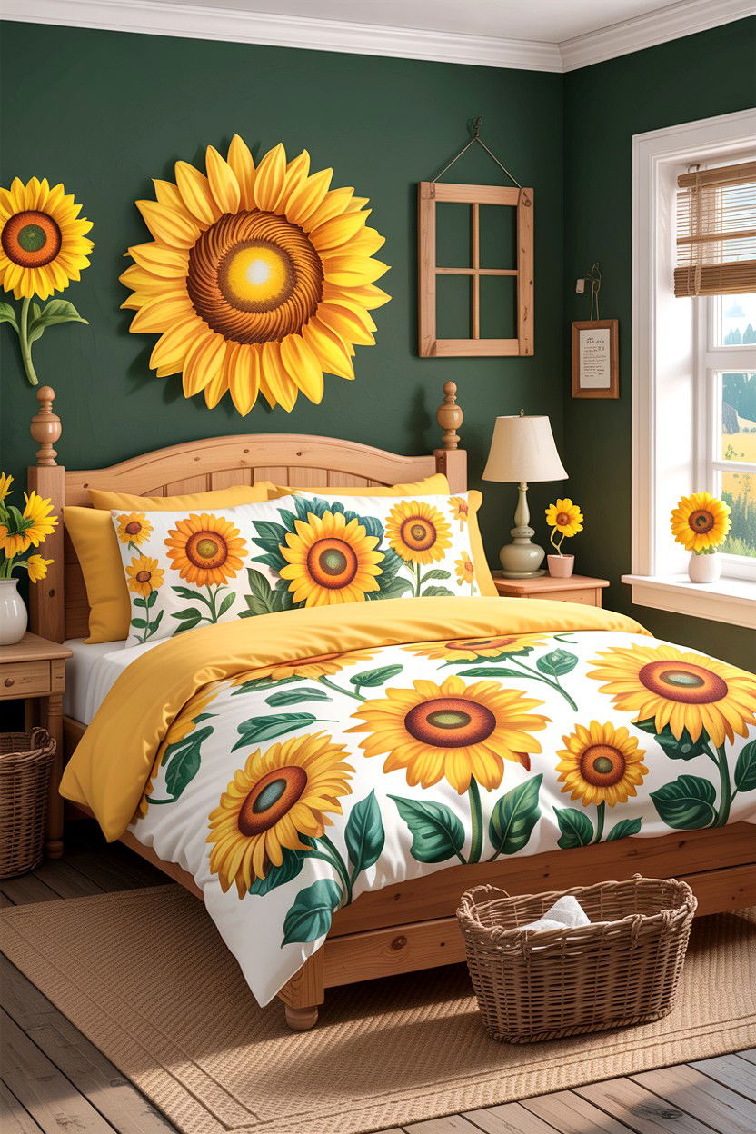 Sunflower bedroom decor - 30 bedroom floral bedding ideas