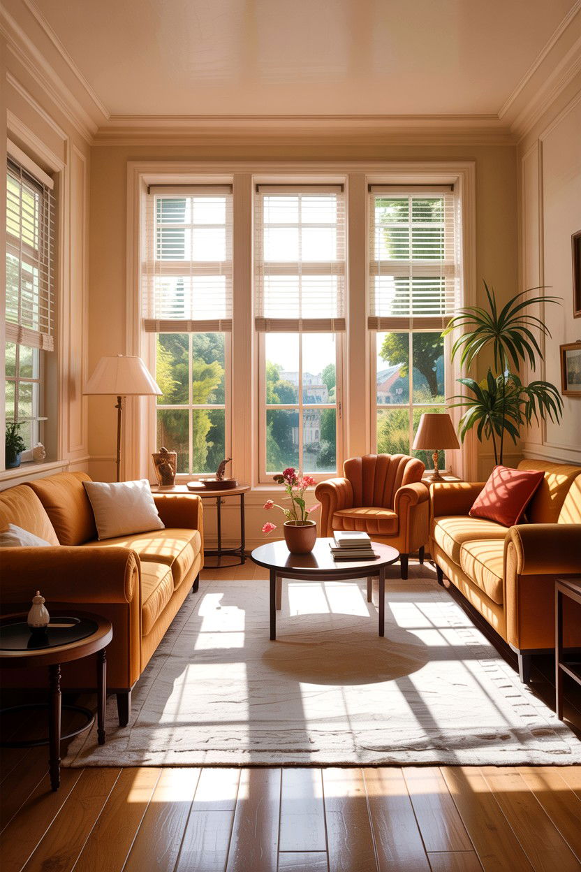 Sunlit Tan Living Room - 30 tan and white living room ideas
