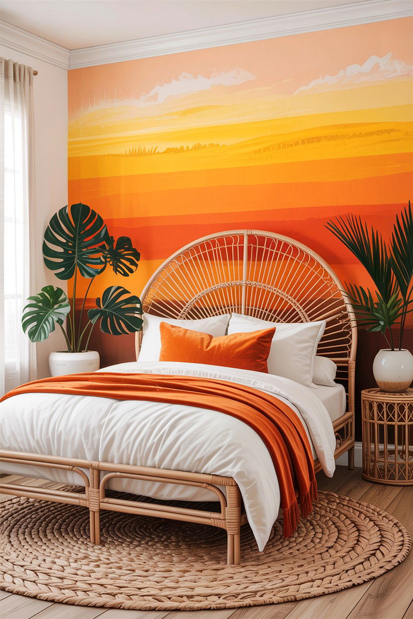 Sunset Ombre Bedroom Wall - 30 bedroom ombre wall ideas
