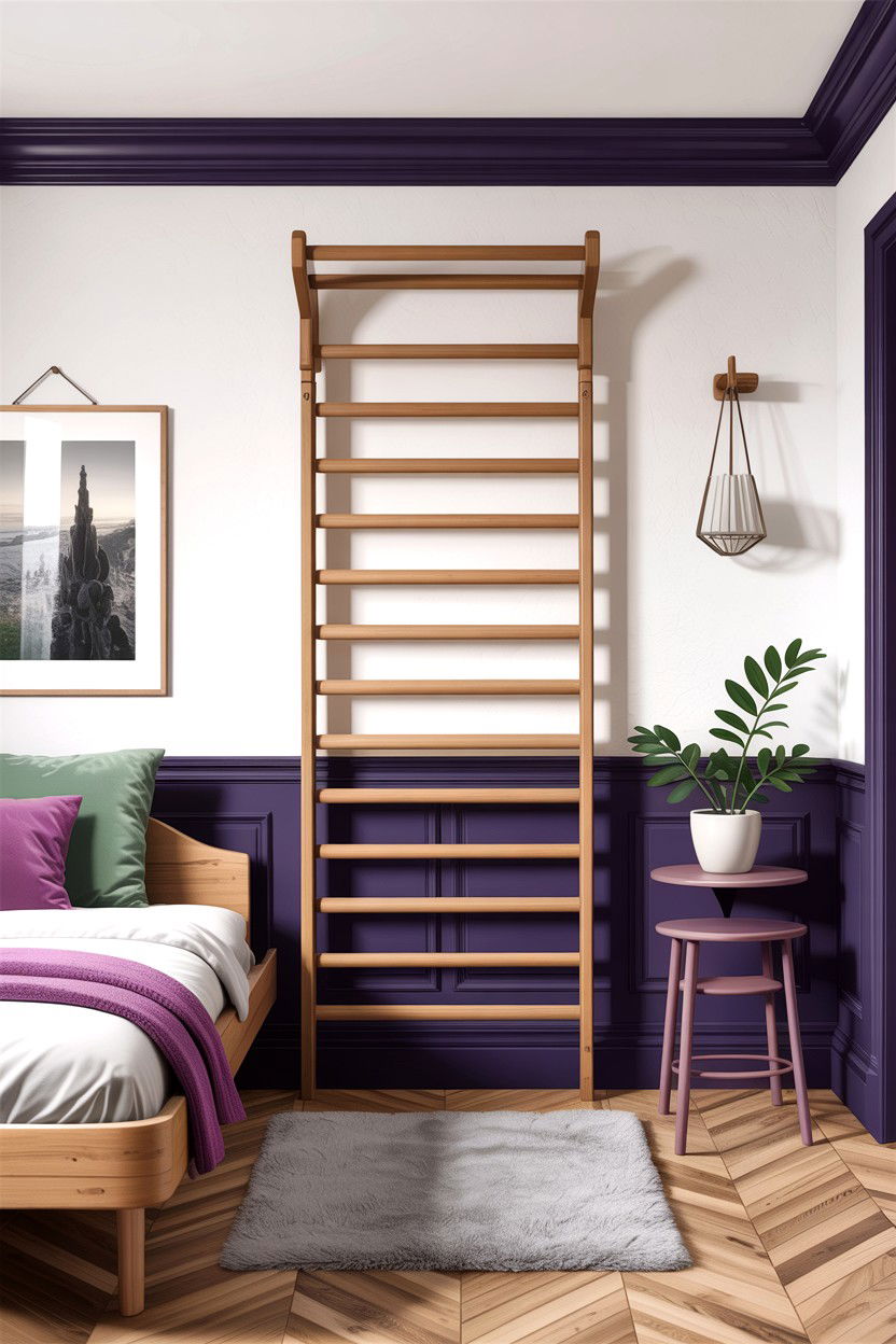 Swedish wall bar - 30 gymnastics bedroom ideas