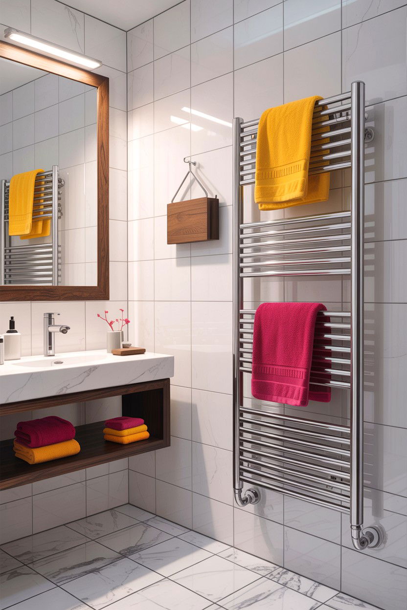 Swivel Arm Heated Towel Rail - 30 heated towel rack ideas