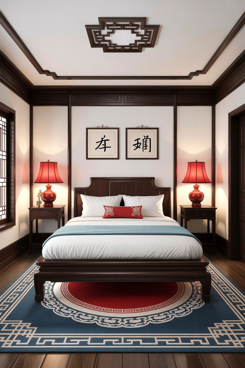 Symmetrical Chinese Bedroom - 30 Chinese bedroom ideas