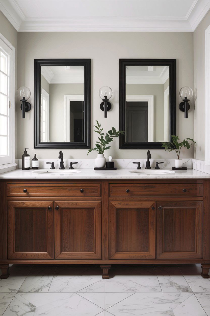Symmetrical Double Vanity - 30 bathroom balance ideas
