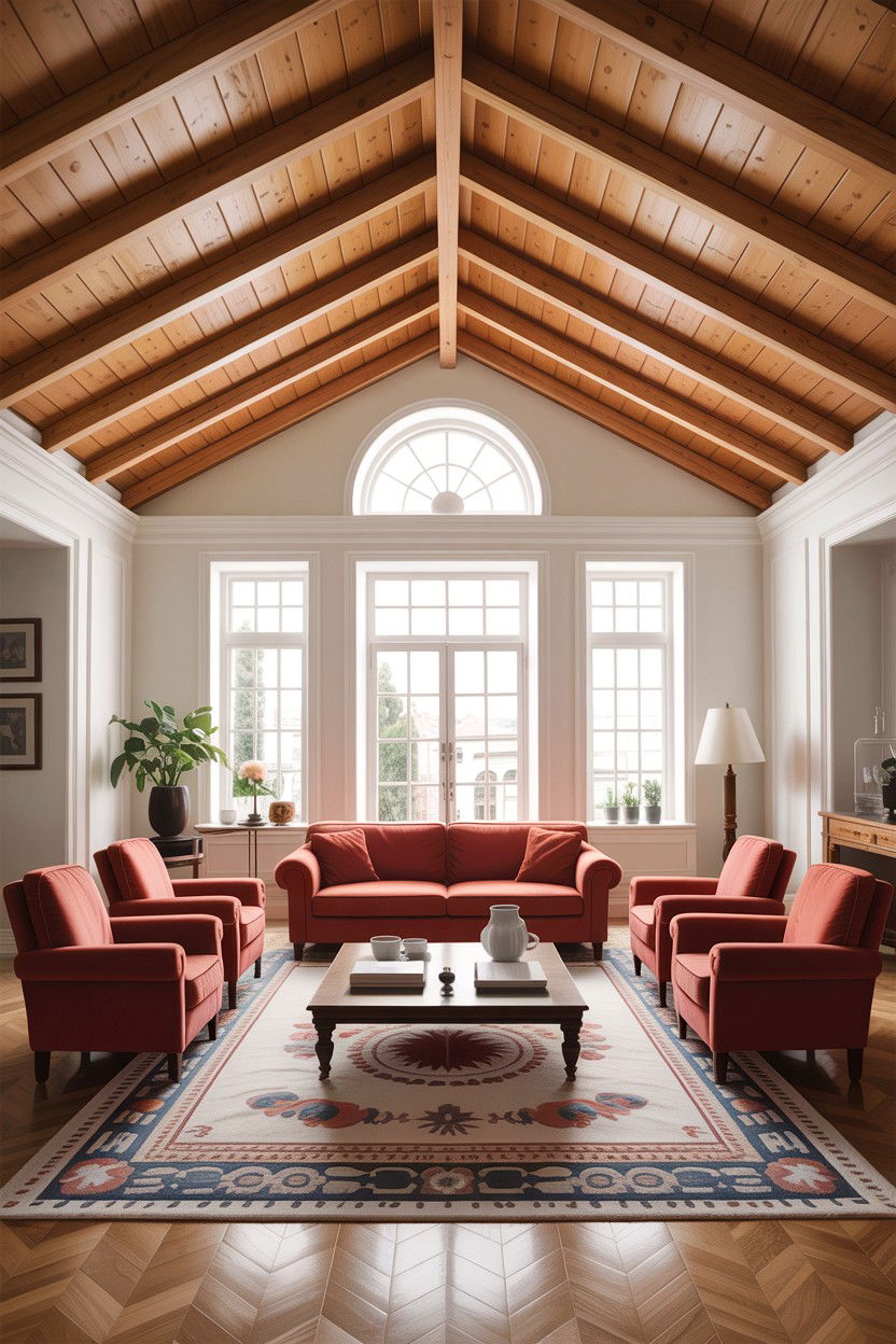 Symmetrical ceiling rafters - 30 living room exposed rafter ideas