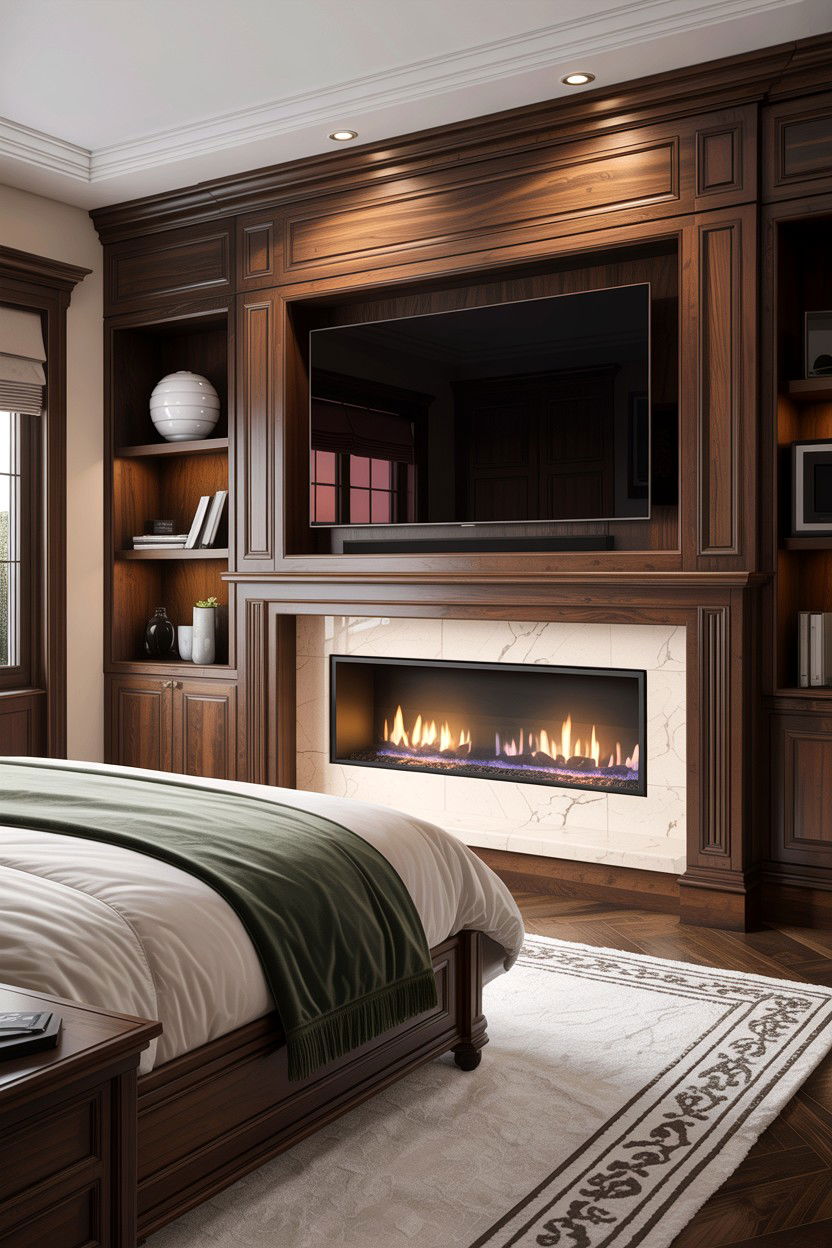 TV Above Bedroom Fireplace - 30 bedroom with fireplace ideas