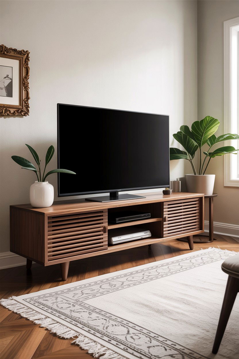 TV Stand With Storage - 30 small living room space storage ideas