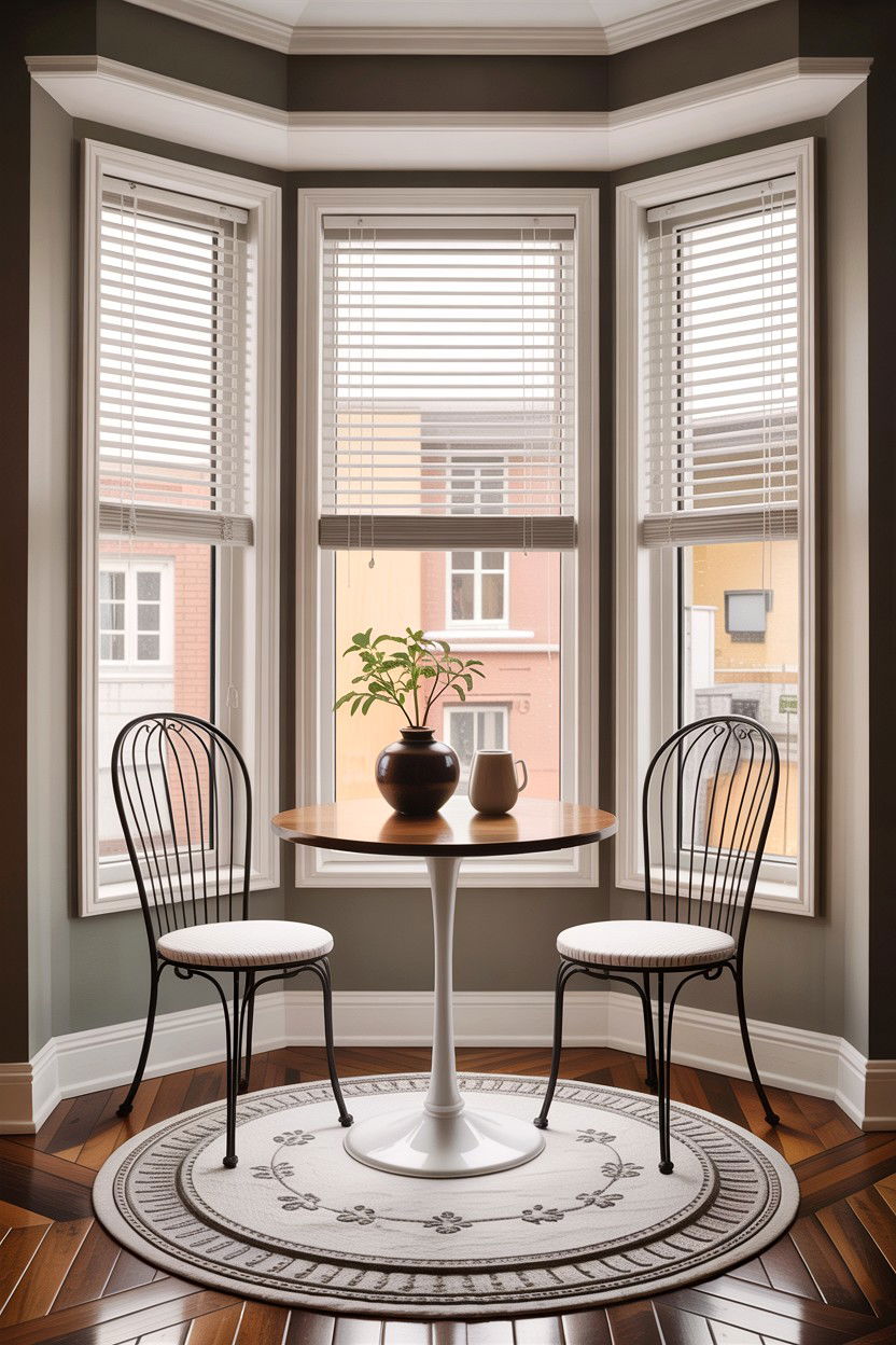 Table and chairs in bedroom - 30 bedroom bay window ideas