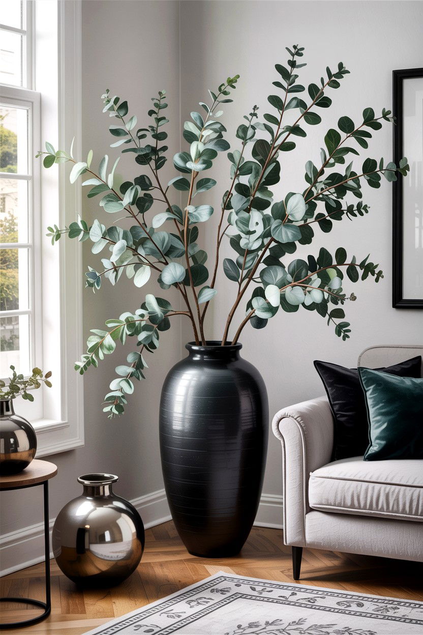 Tall Eucalyptus Branches - 30 living room faux flowers
