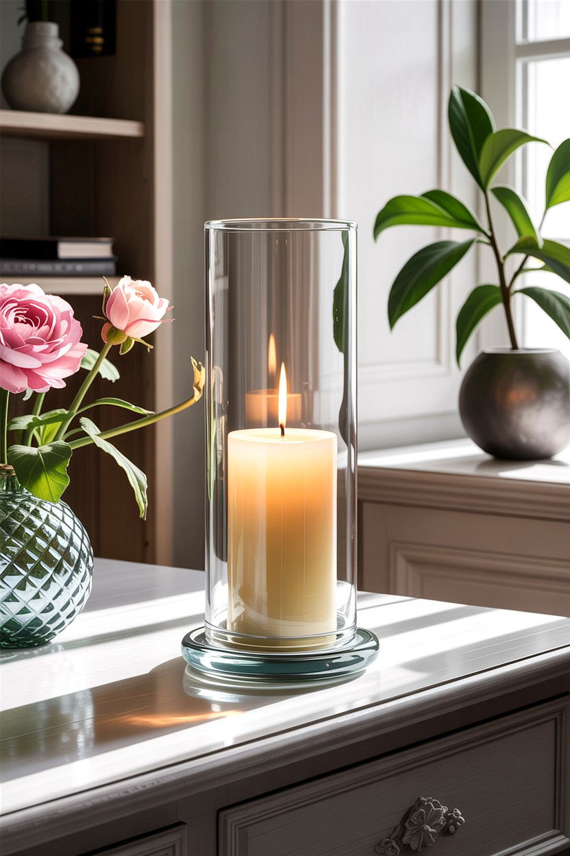 Tall Glass Cylinder Candle - 30 bedroom candle ideas