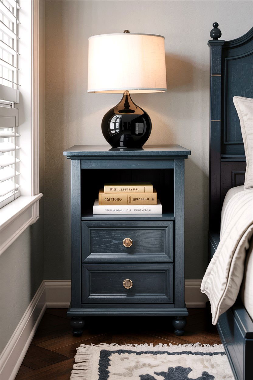 Tall Gray Nightstand With Open Shelf - 30 bedroom tall nightstands