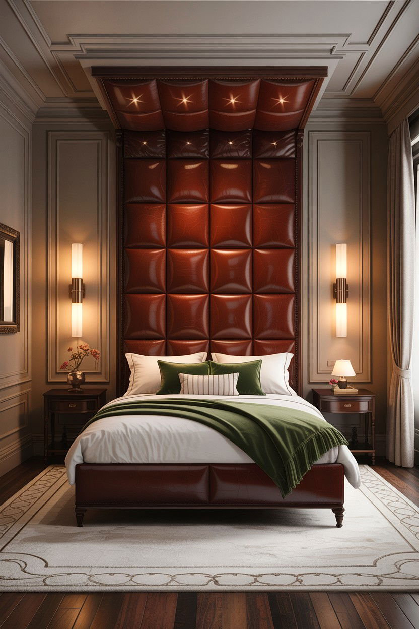 Tall Leather Headboard - 30 bedroom leather headboards
