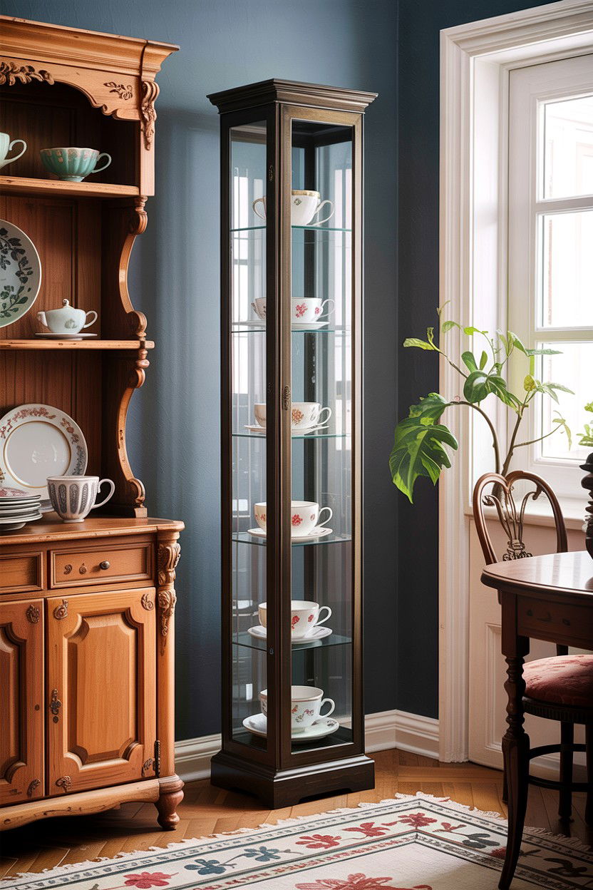 Tall Narrow Curio Cabinet - 30 small dining room space storage ideas