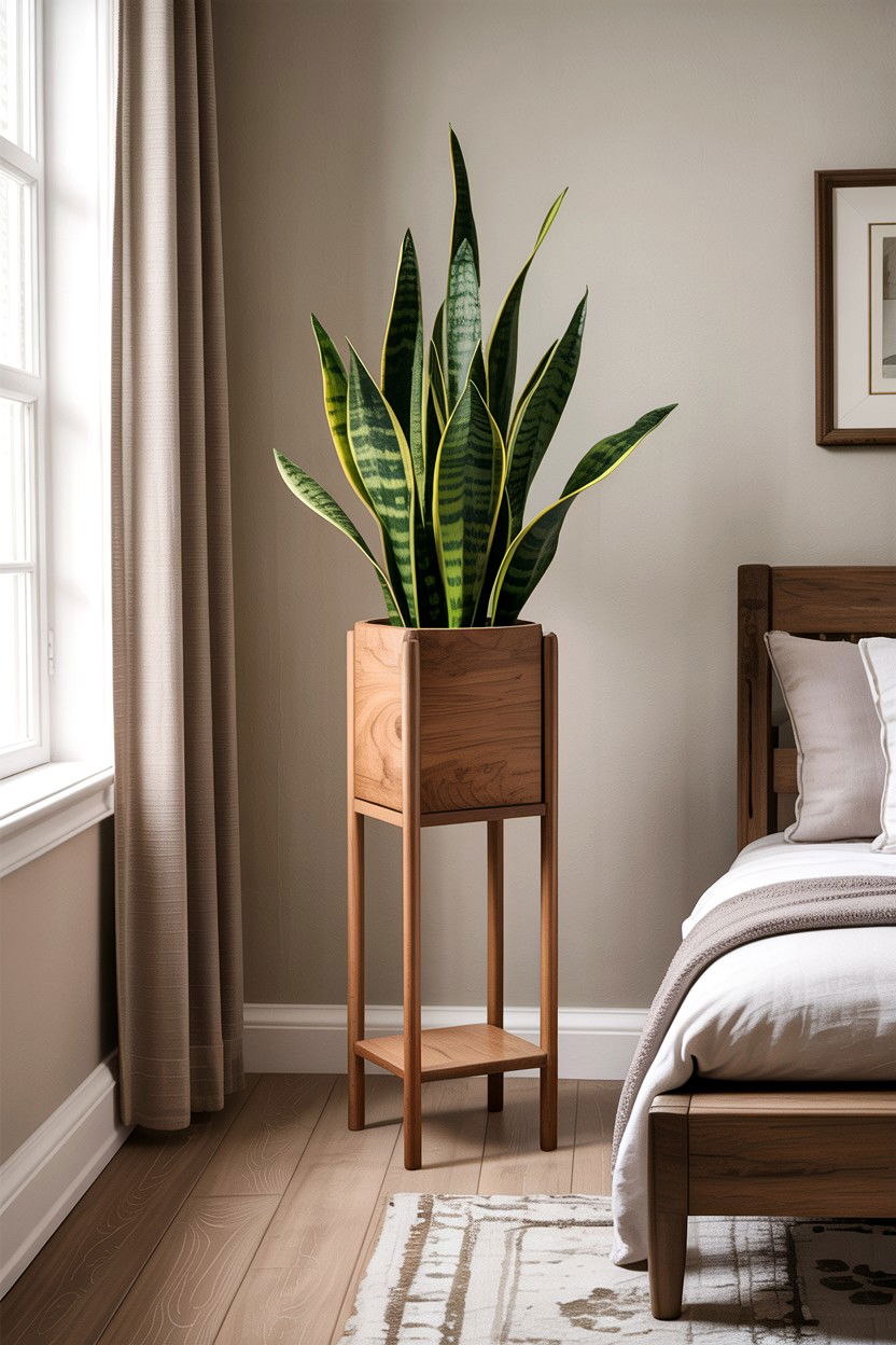 Tall Wooden Plant Stand - 30 bedroom plant stands