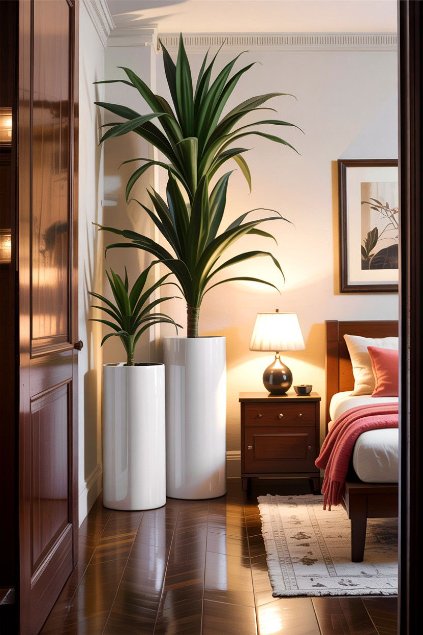 Tall cylindrical planters - 30 bedroom planters