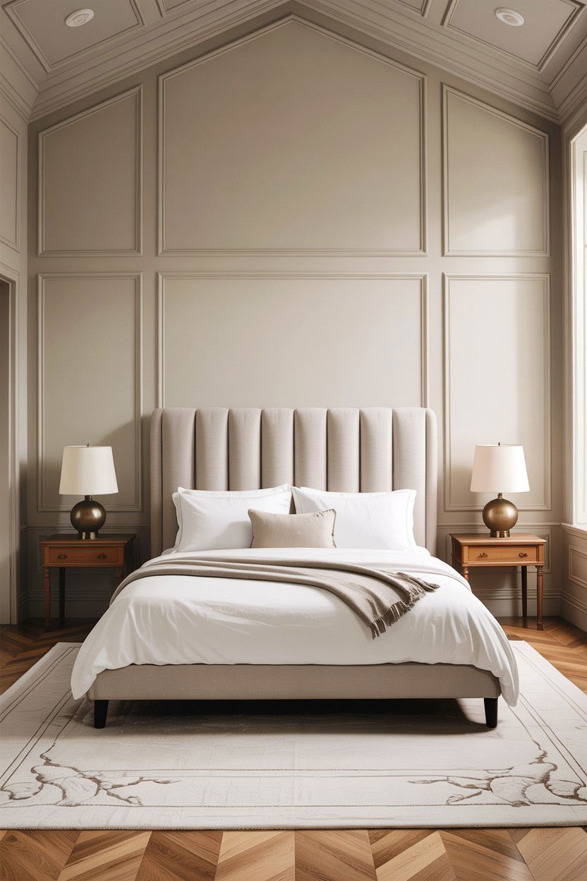 Tall linen headboard - 30 bedroom linen headboards