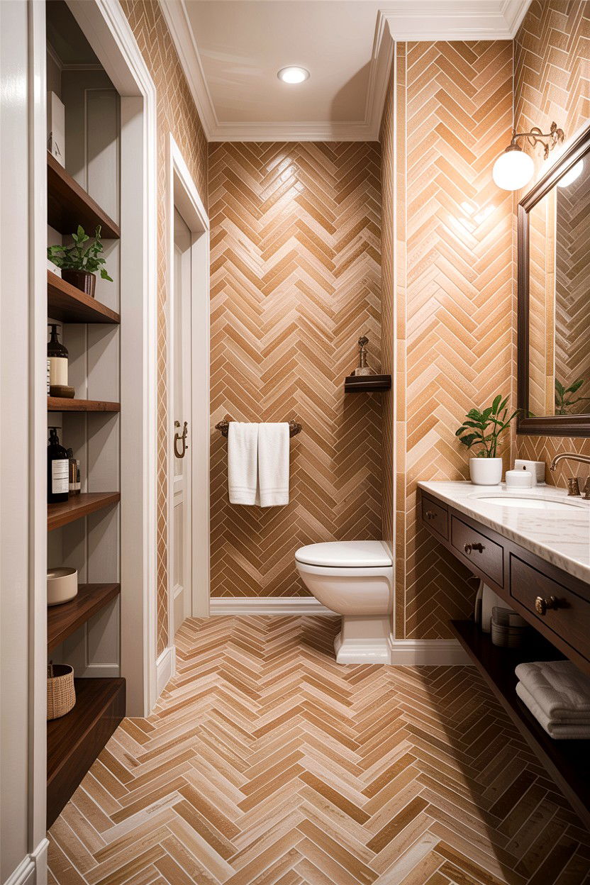 Tan And White Bathroom Herringbone Tile - 30 tan and white bathroom ideas