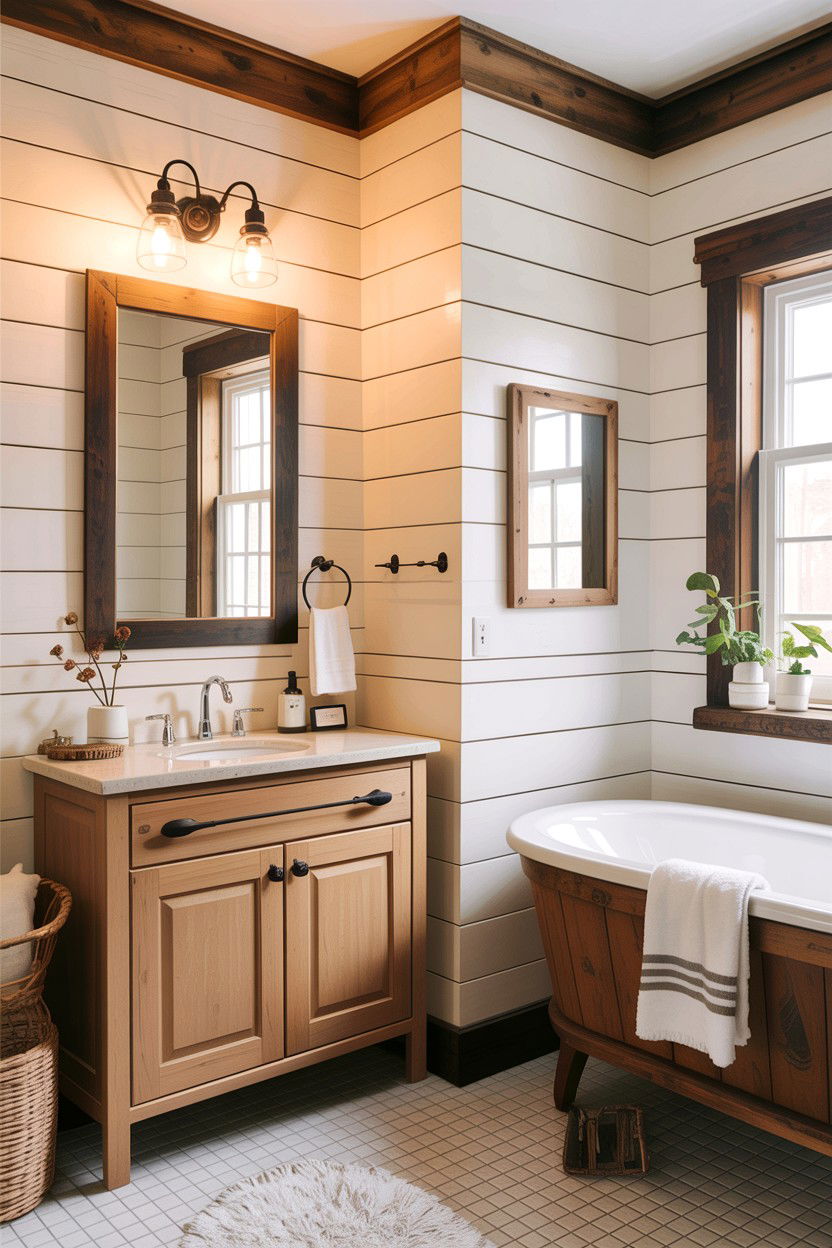 Tan And White Bathroom Shiplap - 30 tan and white bathroom ideas