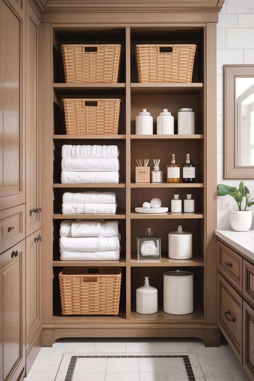 Tan And White Bathroom Storage - 30 tan and white bathroom ideas