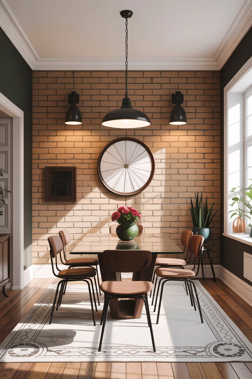 Tan Brick Wall Dining Room - 30 warm tan dining room ideas