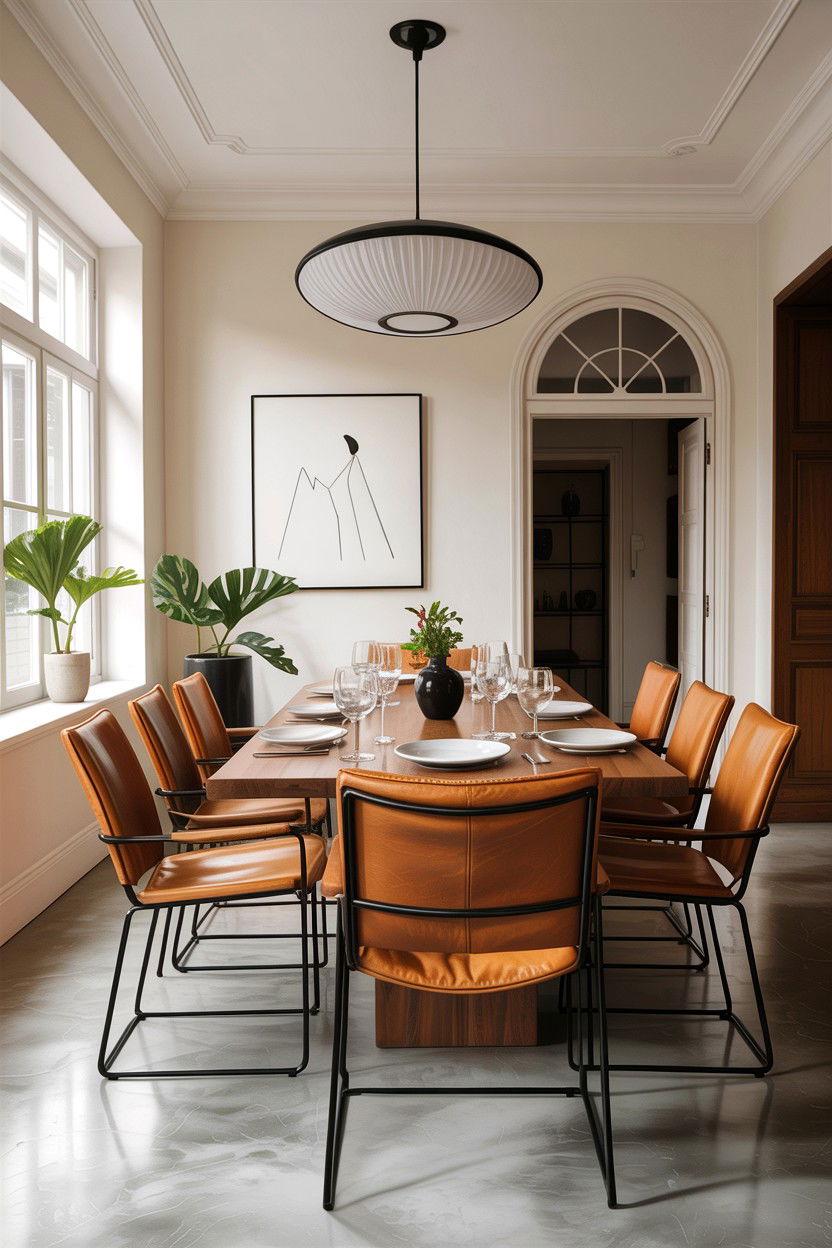 Tan Leather Dining Seating - 30 warm tan dining room ideas