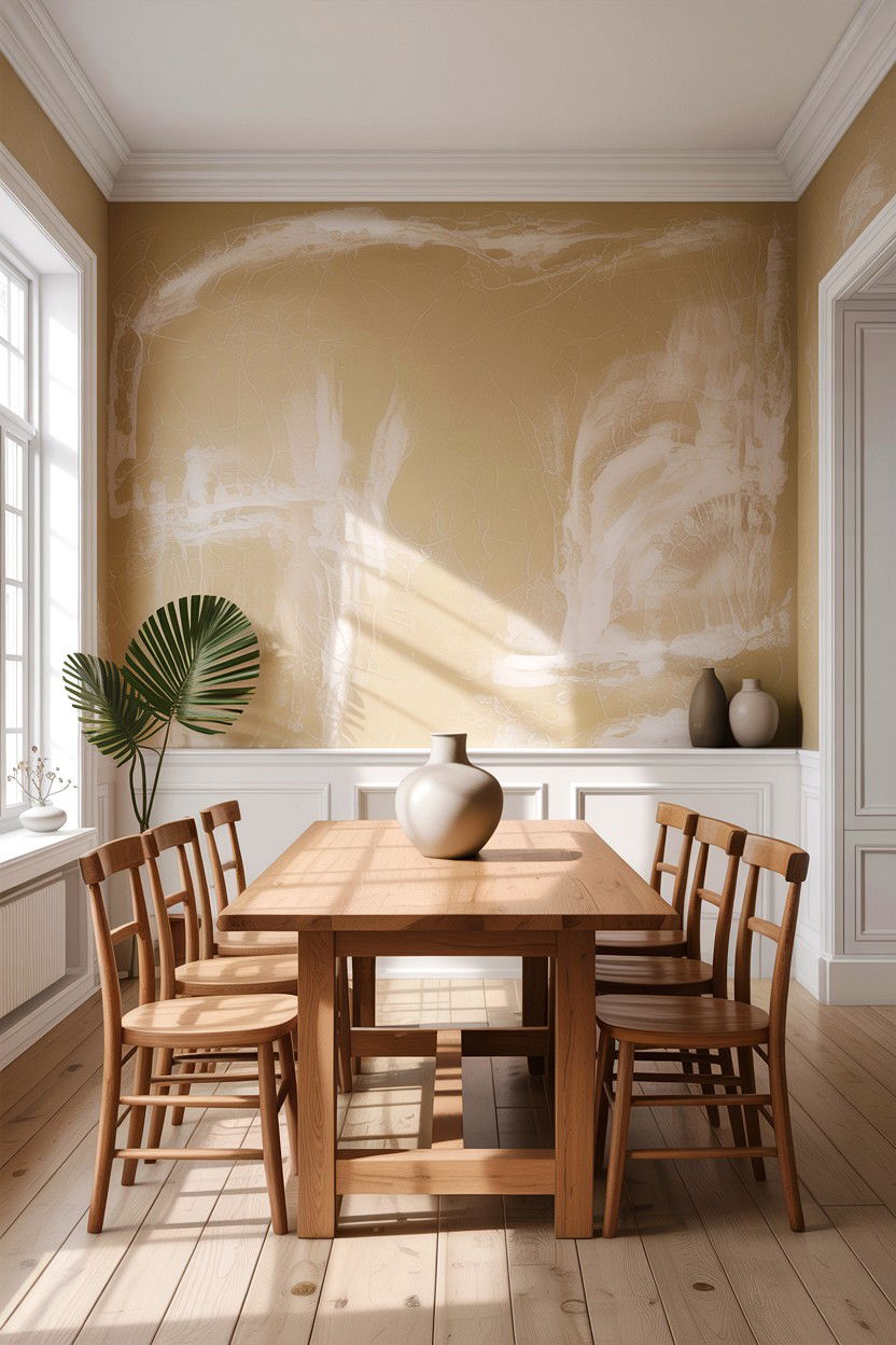 Tan Limewash Wall - 30 warm tan dining room ideas