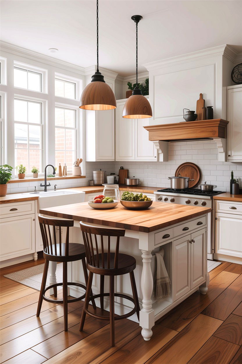 Tan Wood Accents White Kitchen - 30 tan and white kitchen ideas