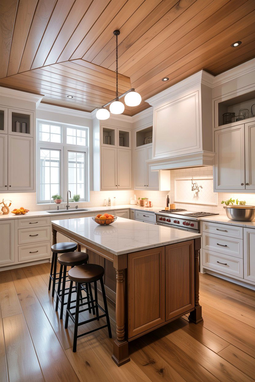 Tan Wood Ceiling White Kitchen - 30 tan and white kitchen ideas