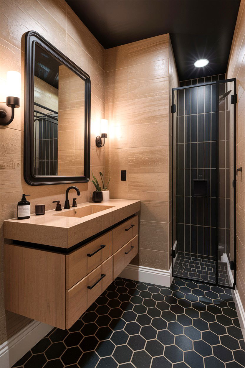 Tan and black bathroom - 30 tan bathroom color schemes