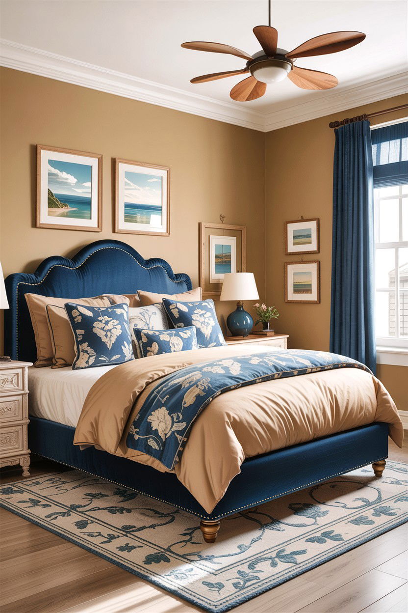 Tan and blue bedroom - 30 warm tan bedroom ideas
