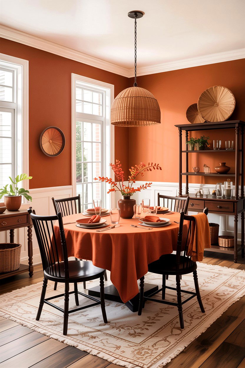 Tan and burnt orange dining room - 30 tan dining room color schemes