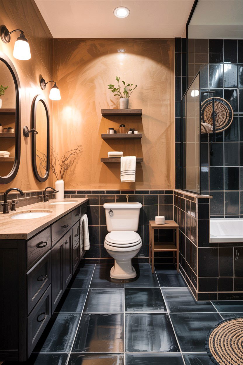 Tan and charcoal bathroom - 30 tan bathroom color schemes