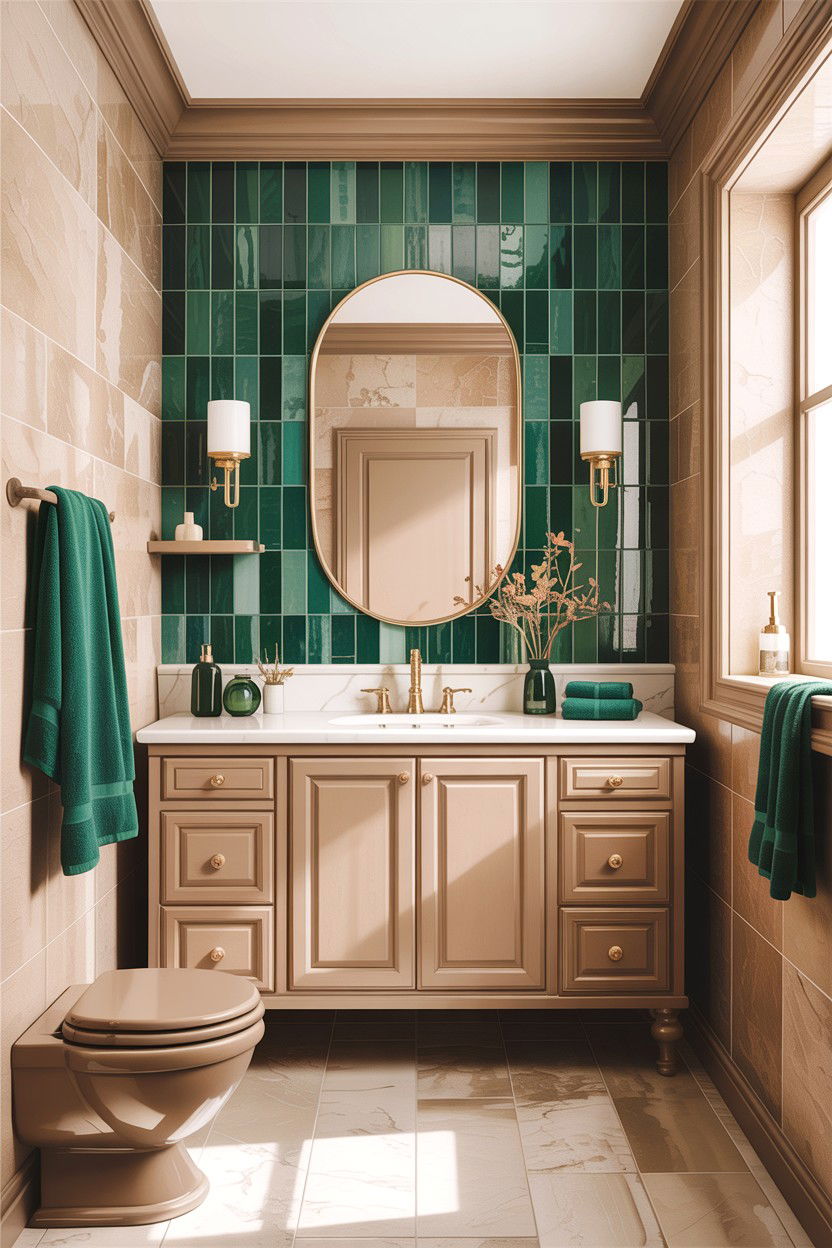 Tan and emerald green bathroom - 30 tan bathroom color schemes