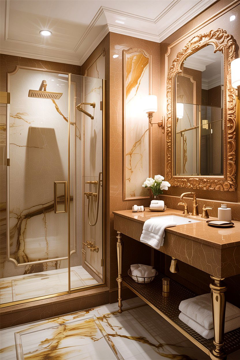 Tan and gold bathroom - 30 tan bathroom color schemes