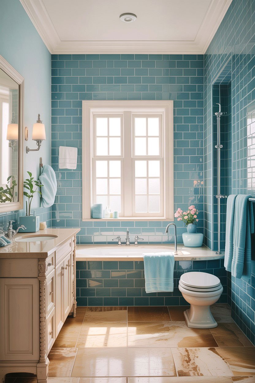 Tan and light blue bathroom - 30 tan bathroom color schemes