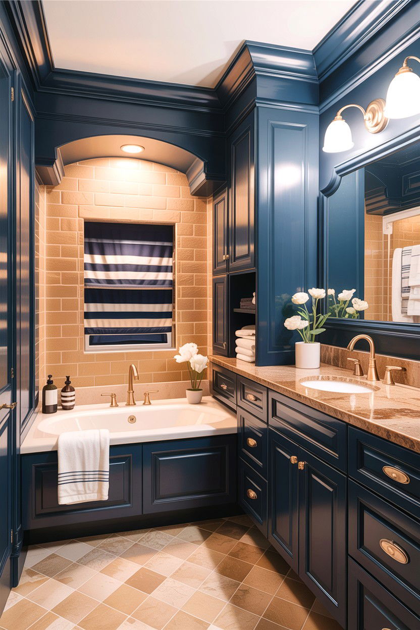 Tan and navy blue bathroom - 30 tan bathroom color schemes