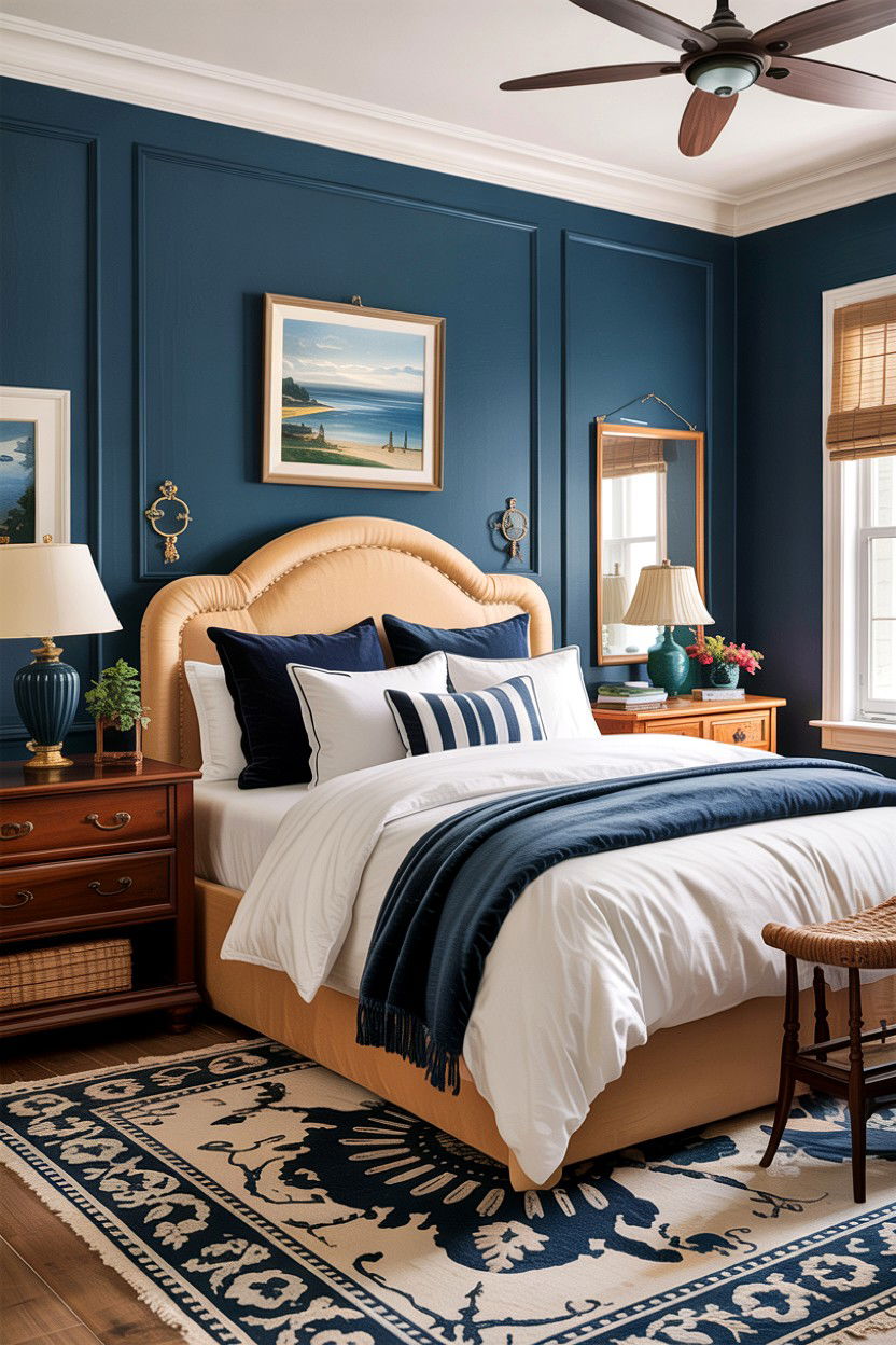 Tan and navy blue bedroom - 30 tan bedroom color schemes