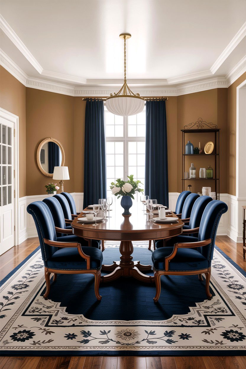 Tan and navy blue dining room - 30 tan dining room color schemes