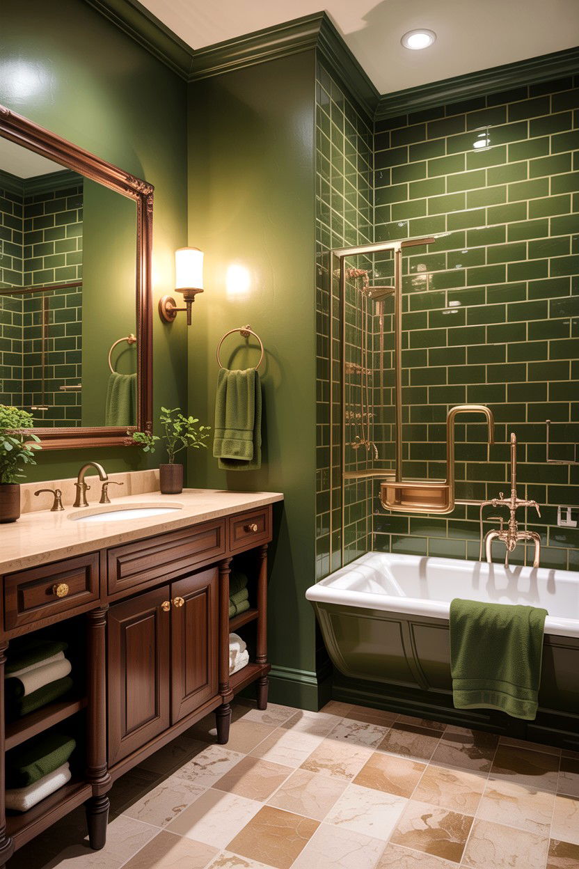 Tan and olive green bathroom - 30 tan bathroom color schemes