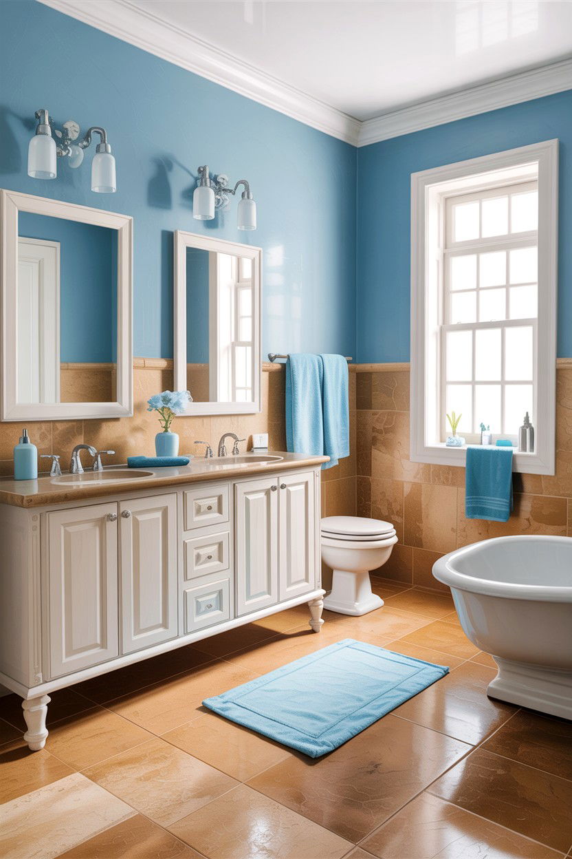 Tan and sky blue bathroom - 30 tan bathroom color schemes