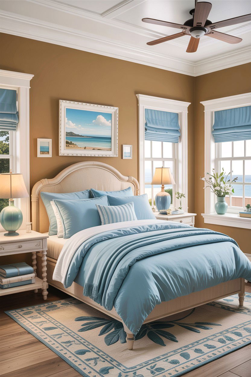 Tan and sky blue bedroom - 30 tan bedroom color schemes