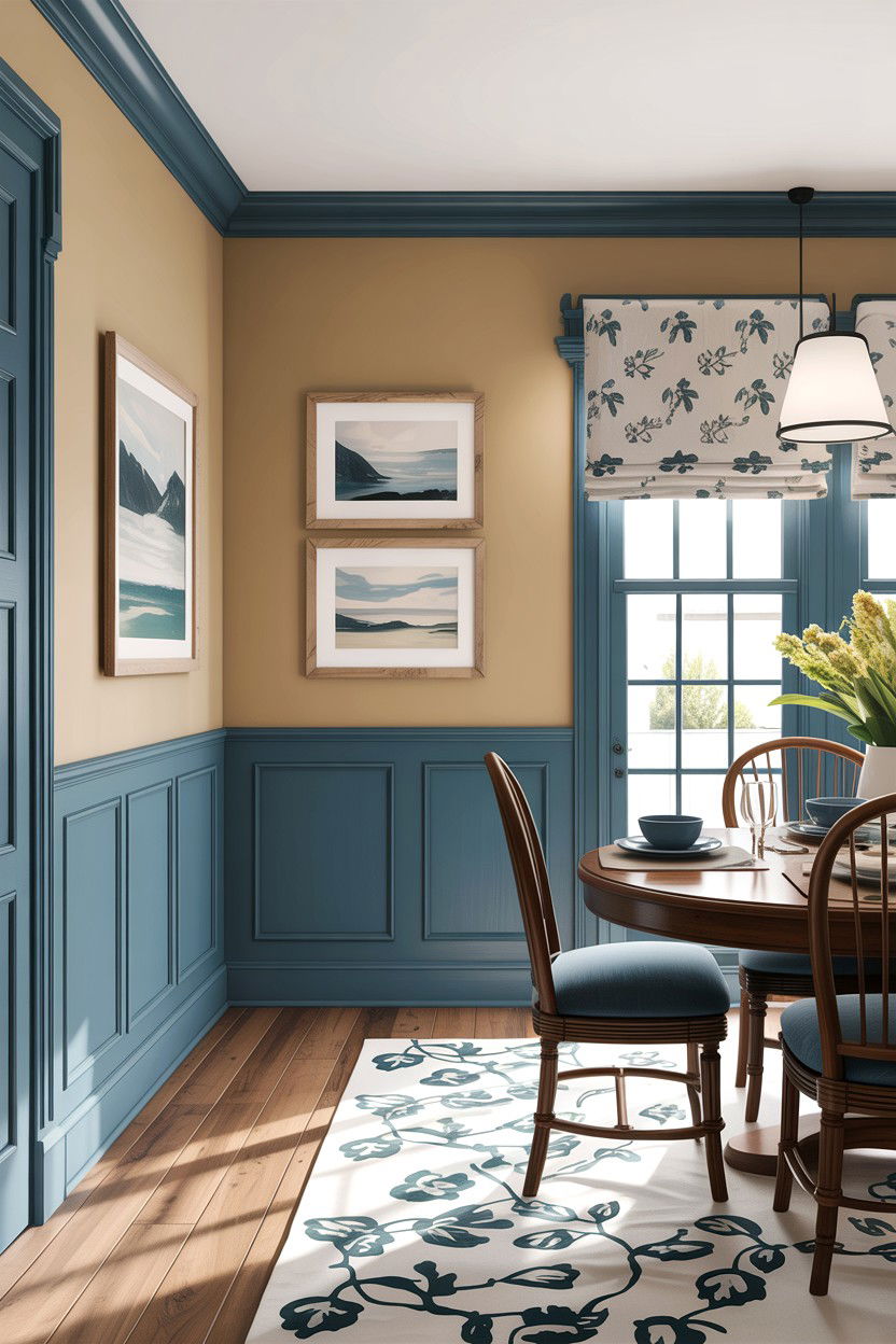 Tan and slate blue dining room - 30 tan dining room color schemes