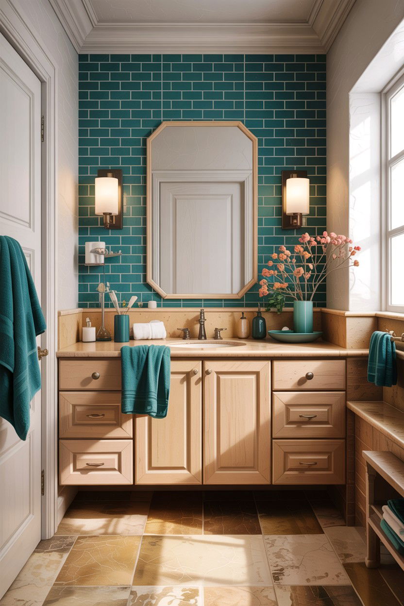 Tan and teal bathroom - 30 tan bathroom color schemes