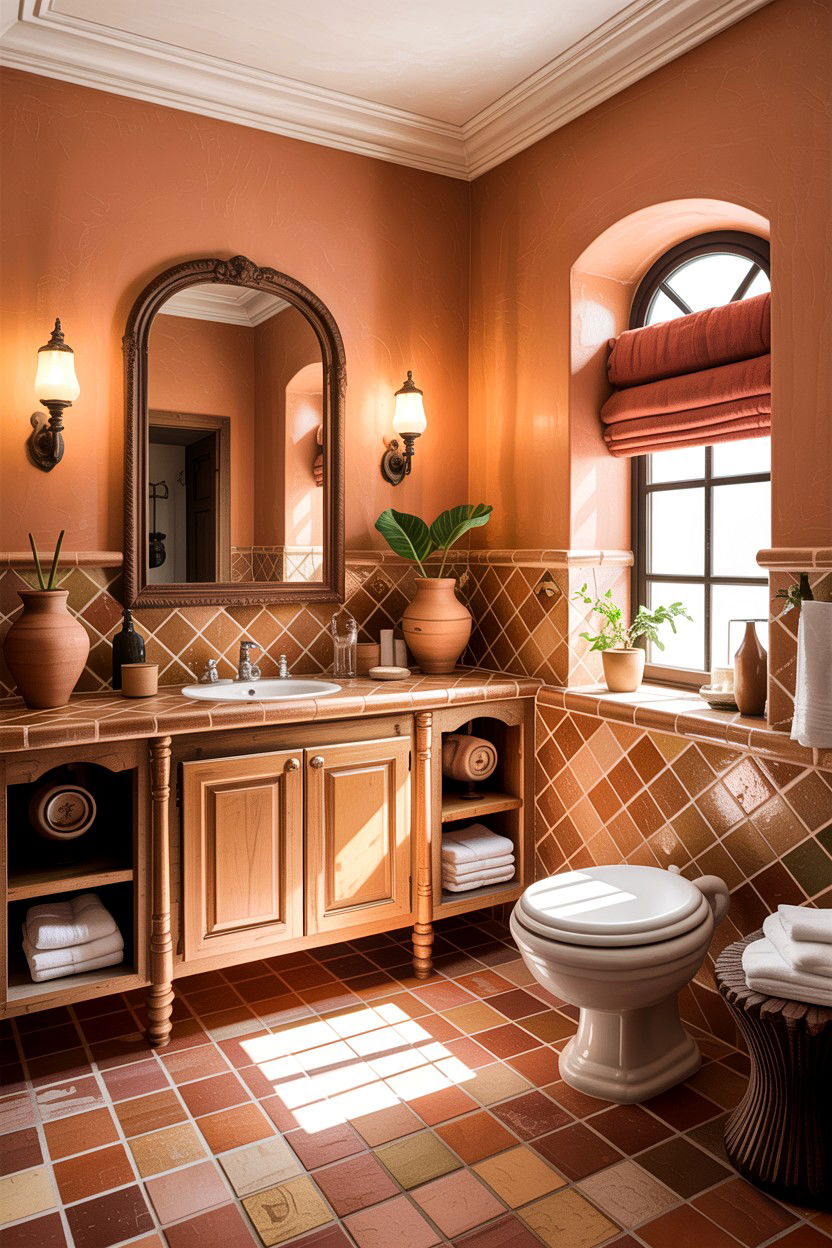 Tan and terracotta bathroom - 30 tan bathroom color schemes
