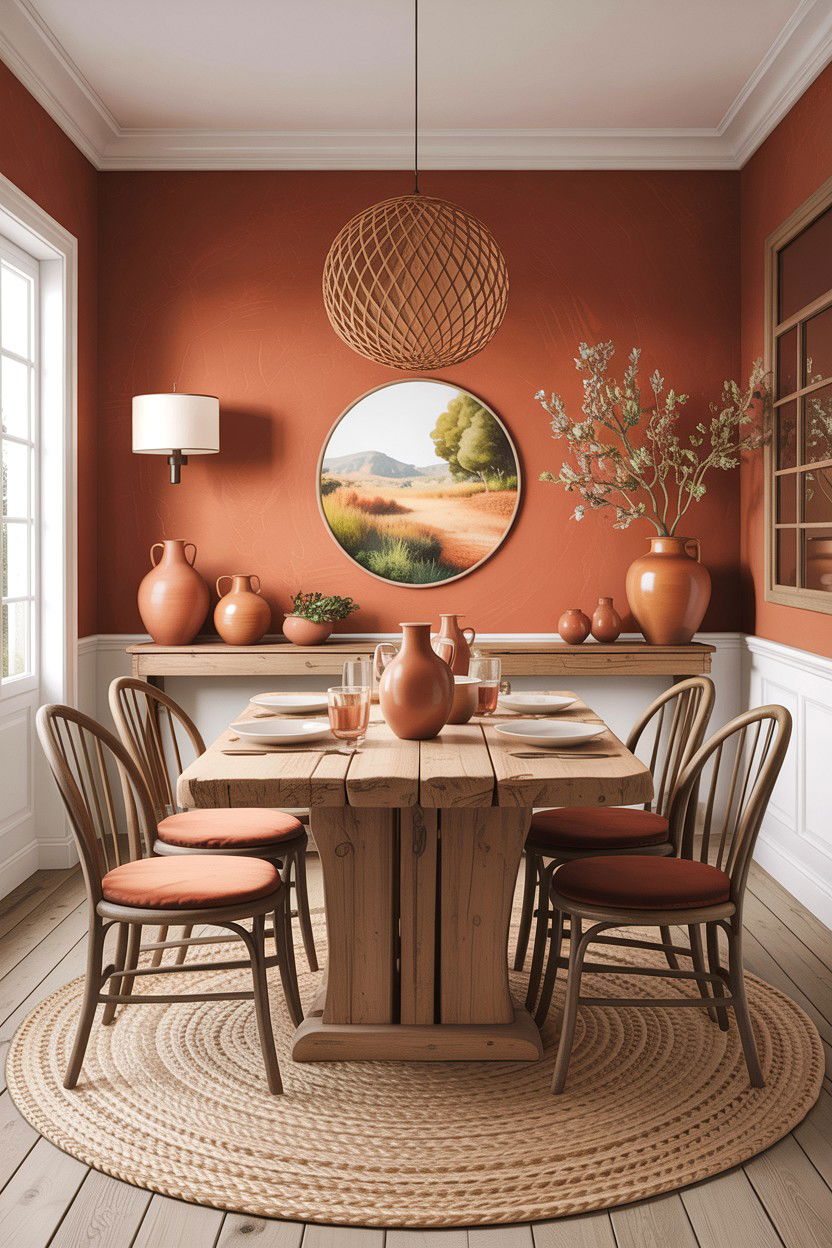 Tan and terracotta dining room - 30 tan dining room color schemes