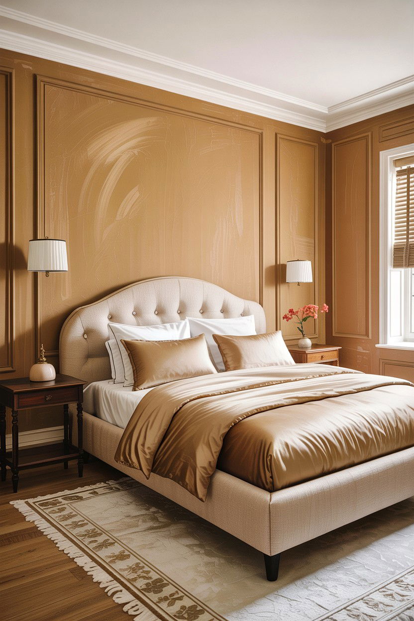 Tan bedroom with textured walls - 30 warm tan bedroom ideas