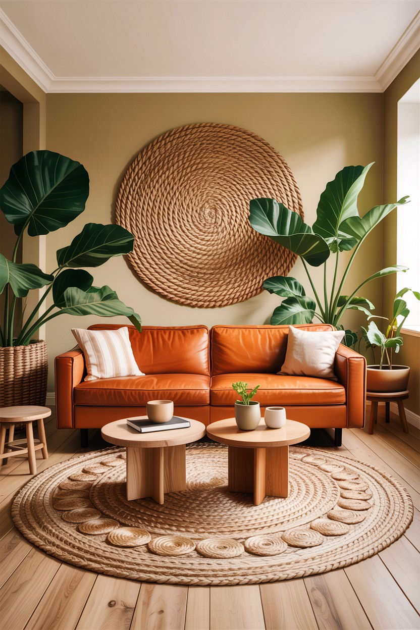 Tan leather couch living room - 30 warm brown living room ideas