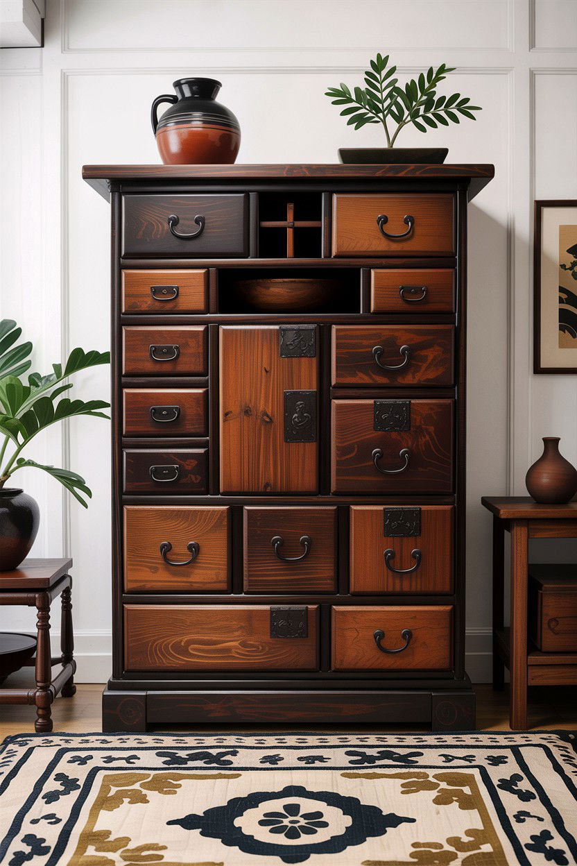 Tansu Storage Cabinet - 30 living room Japanese furniture ideas