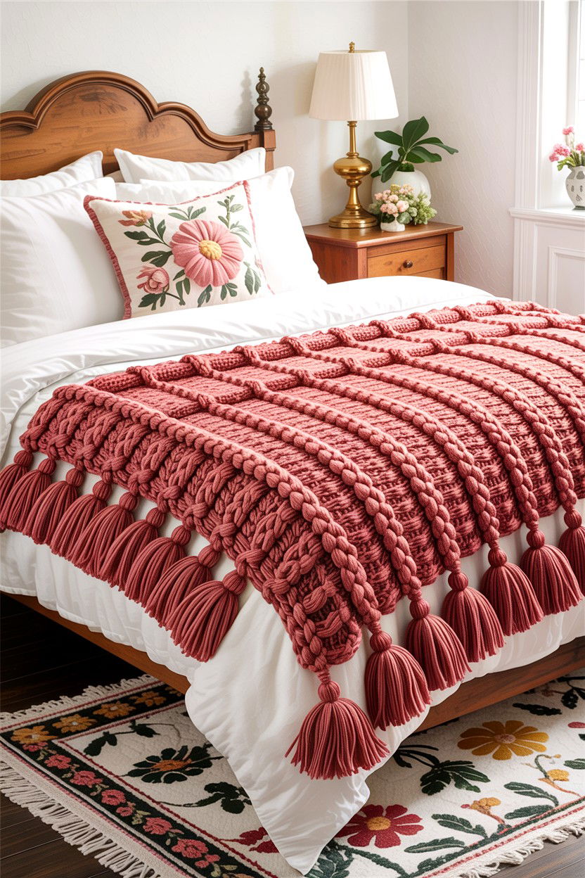 Tassel Knit Blanket - 30 bedroom knit blankets