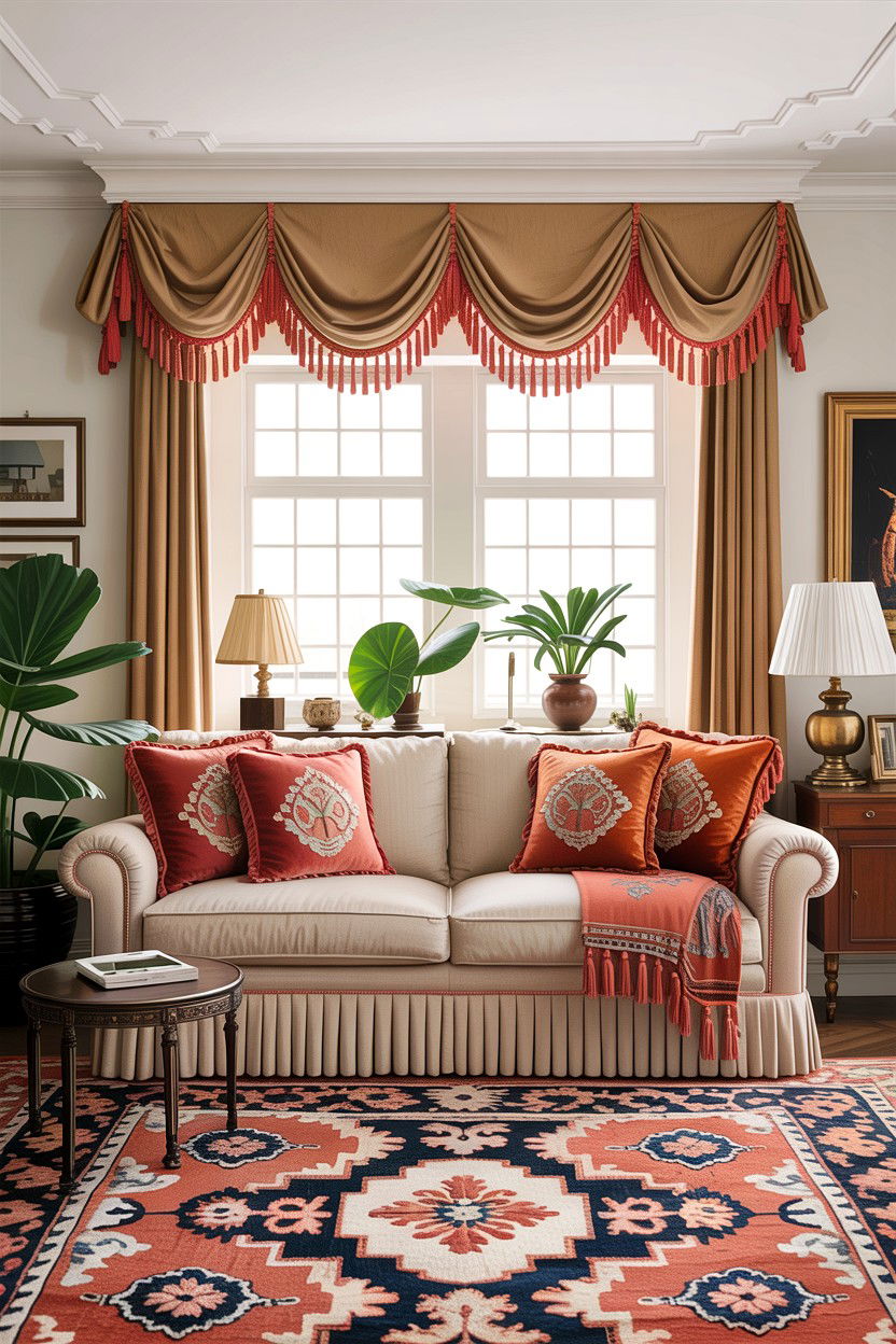 Tassel fringe trim - 30 grandmillennial living room ideas